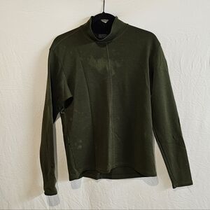 IBEX Merino Wool Base Layer Mock Neck Long Sleeve Shirt Men's Medium Distressed